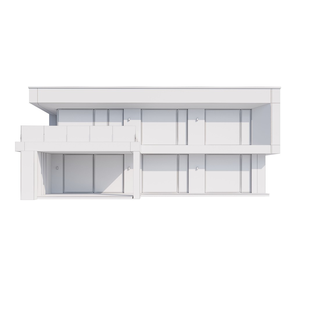 Modern House 3D Model – Contemporary Mansion with PBR Textures, FBX - View 25