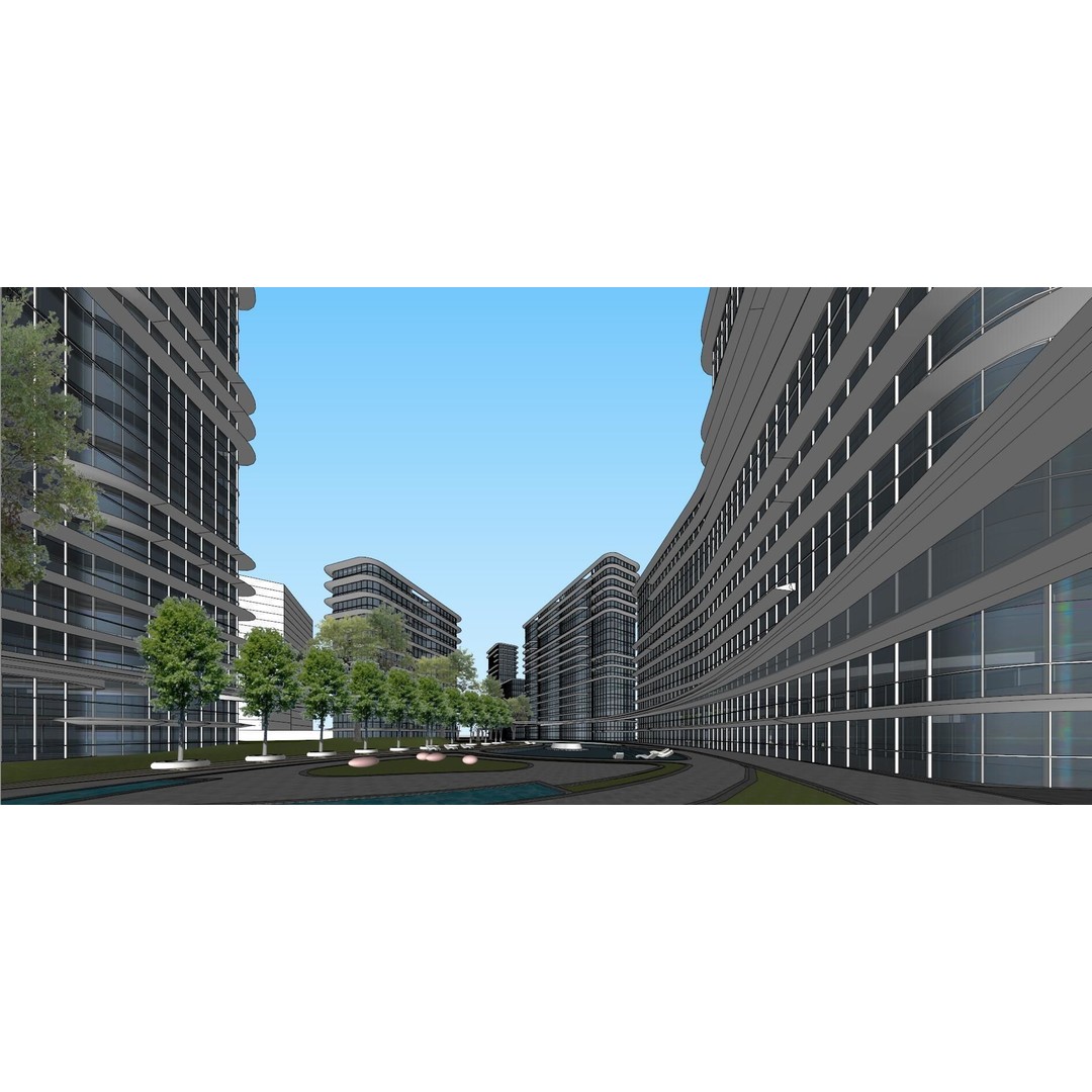 Shanghai Yangpu 3D Model – Detailed Architectural Street Scene, FBX - View 6