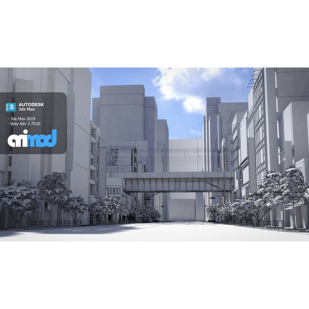 Akihabara Street 3D Model – Detailed Urban Environment, FBX & Max