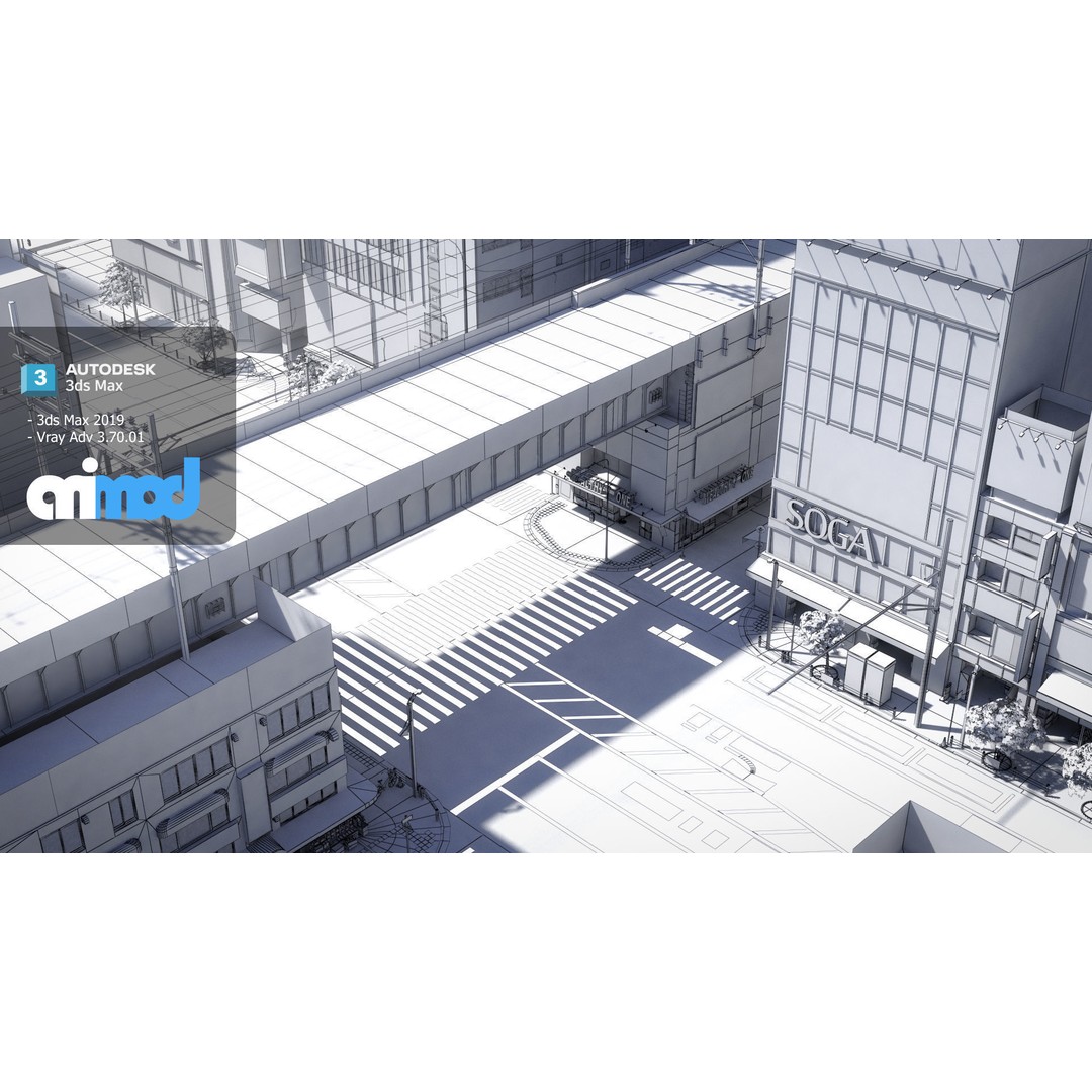 Akihabara Street 3D Model – Detailed Urban Environment, FBX & Max - View 10