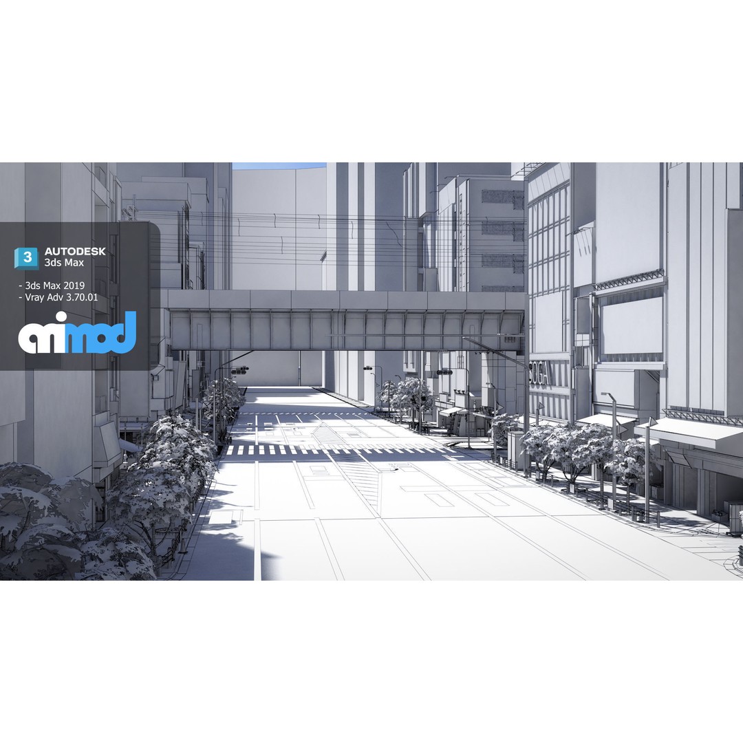 Akihabara Street 3D Model – Detailed Urban Environment, FBX & Max - View 8
