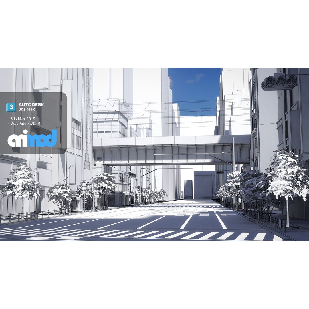 Akihabara Street 3D Model – Detailed Urban Environment, FBX & Max - View 9