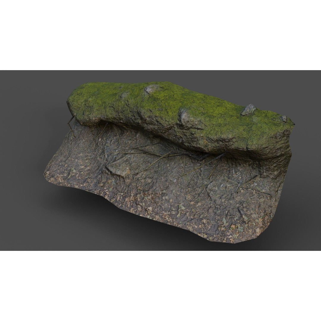 Forest Cliffs and Slope 3D Model – Low Poly Game Ready Asset, FBX, OBJ - View 17