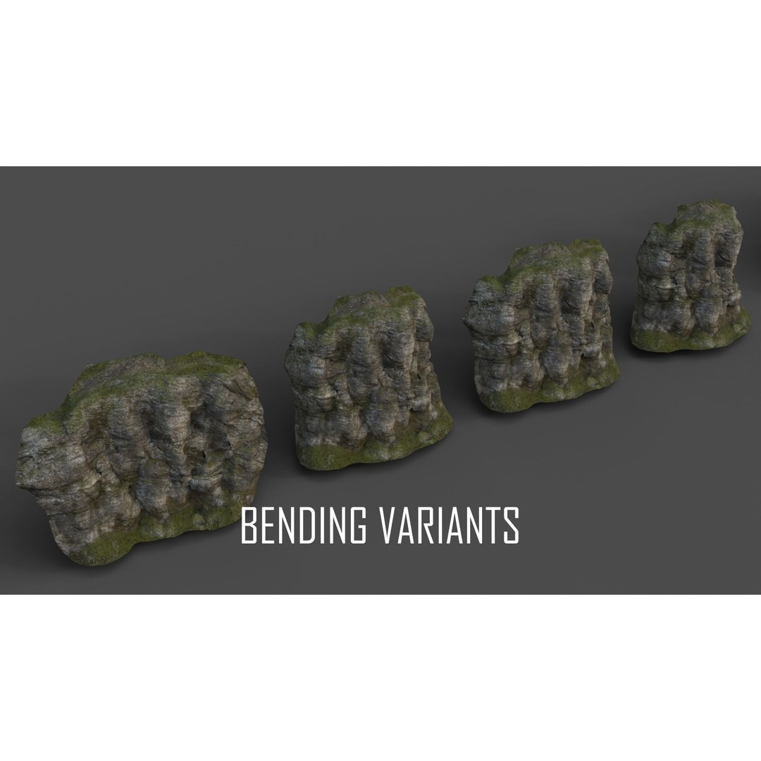 Forest Cliffs and Slope 3D Model – Low Poly Game Ready Asset, FBX, OBJ - View 19