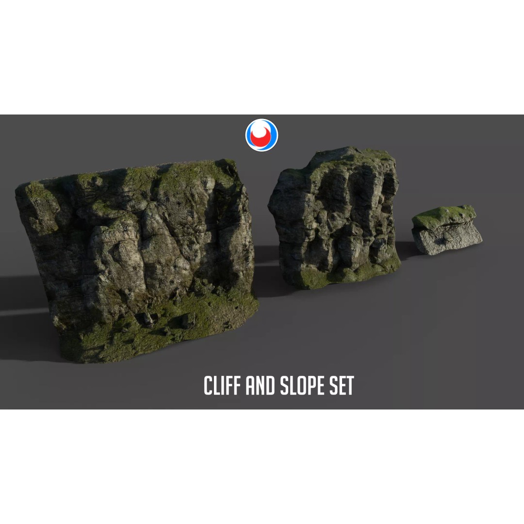 Forest Cliffs and Slope 3D Model – Low Poly Game Ready Asset, FBX, OBJ - View 2