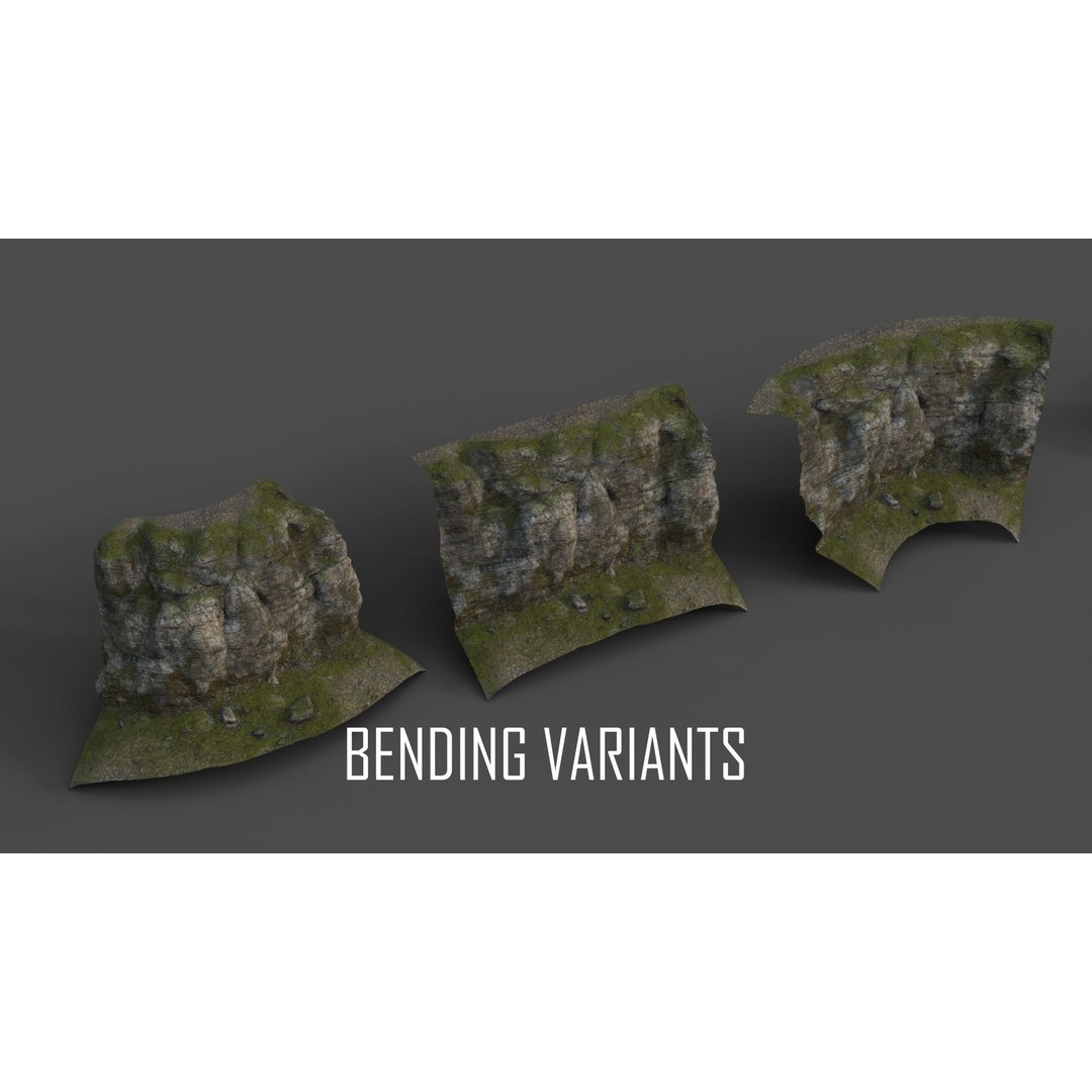 Forest Cliffs and Slope 3D Model – Low Poly Game Ready Asset, FBX, OBJ - View 21