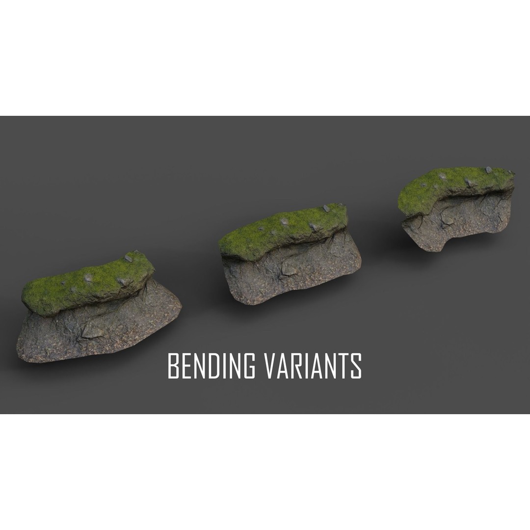 Forest Cliffs and Slope 3D Model – Low Poly Game Ready Asset, FBX, OBJ - View 23