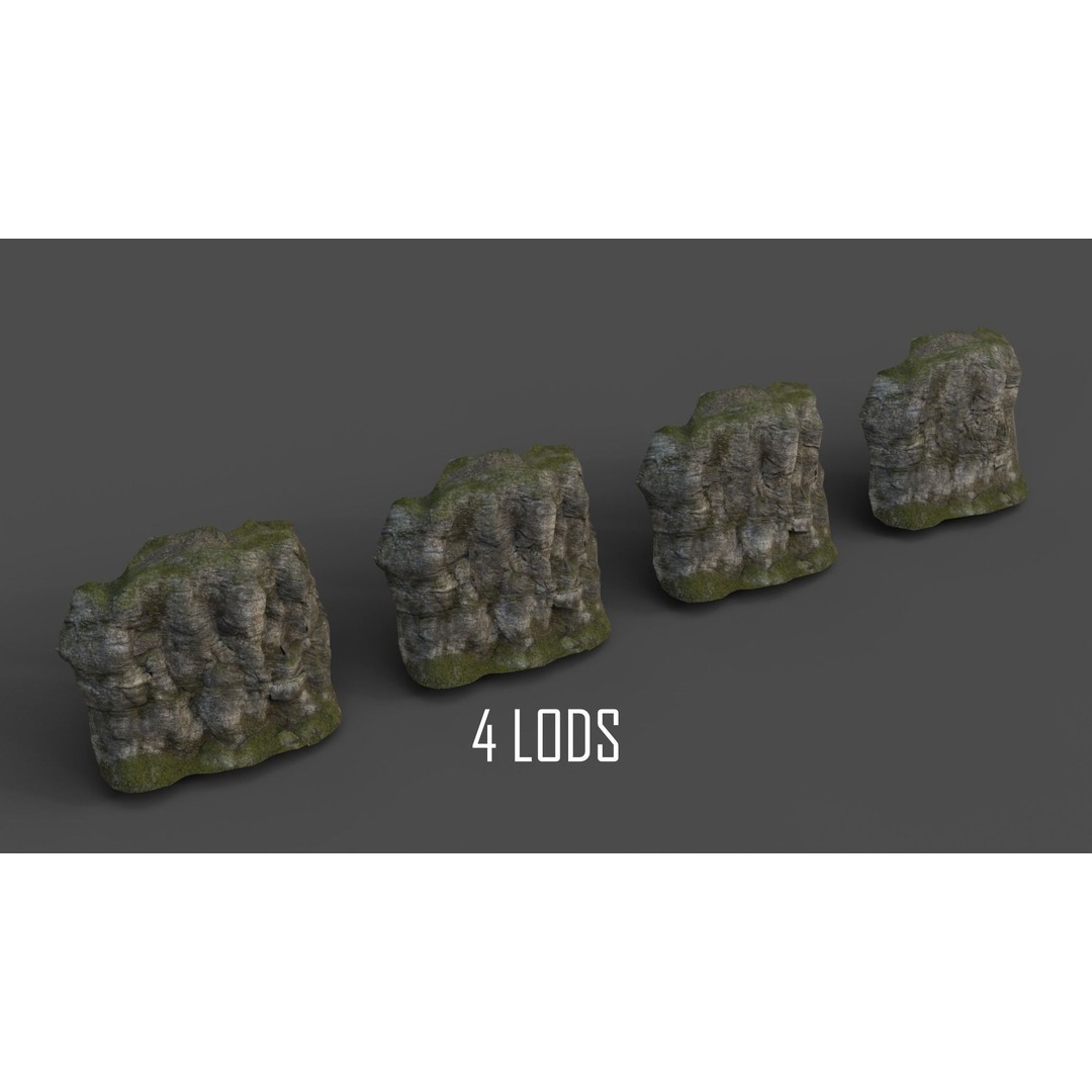 Forest Cliffs and Slope 3D Model – Low Poly Game Ready Asset, FBX, OBJ - View 27