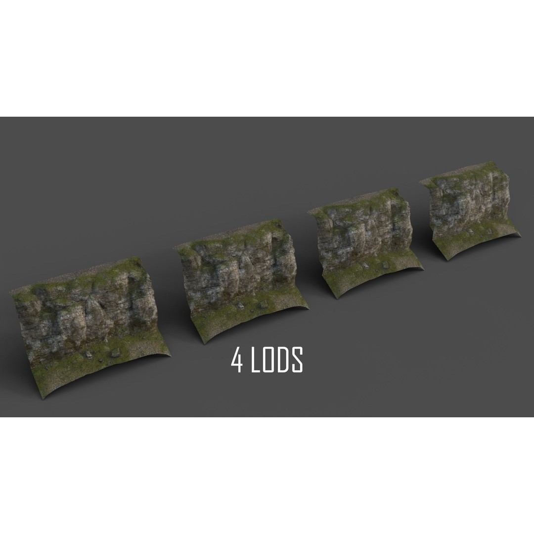 Forest Cliffs and Slope 3D Model – Low Poly Game Ready Asset, FBX, OBJ - View 29