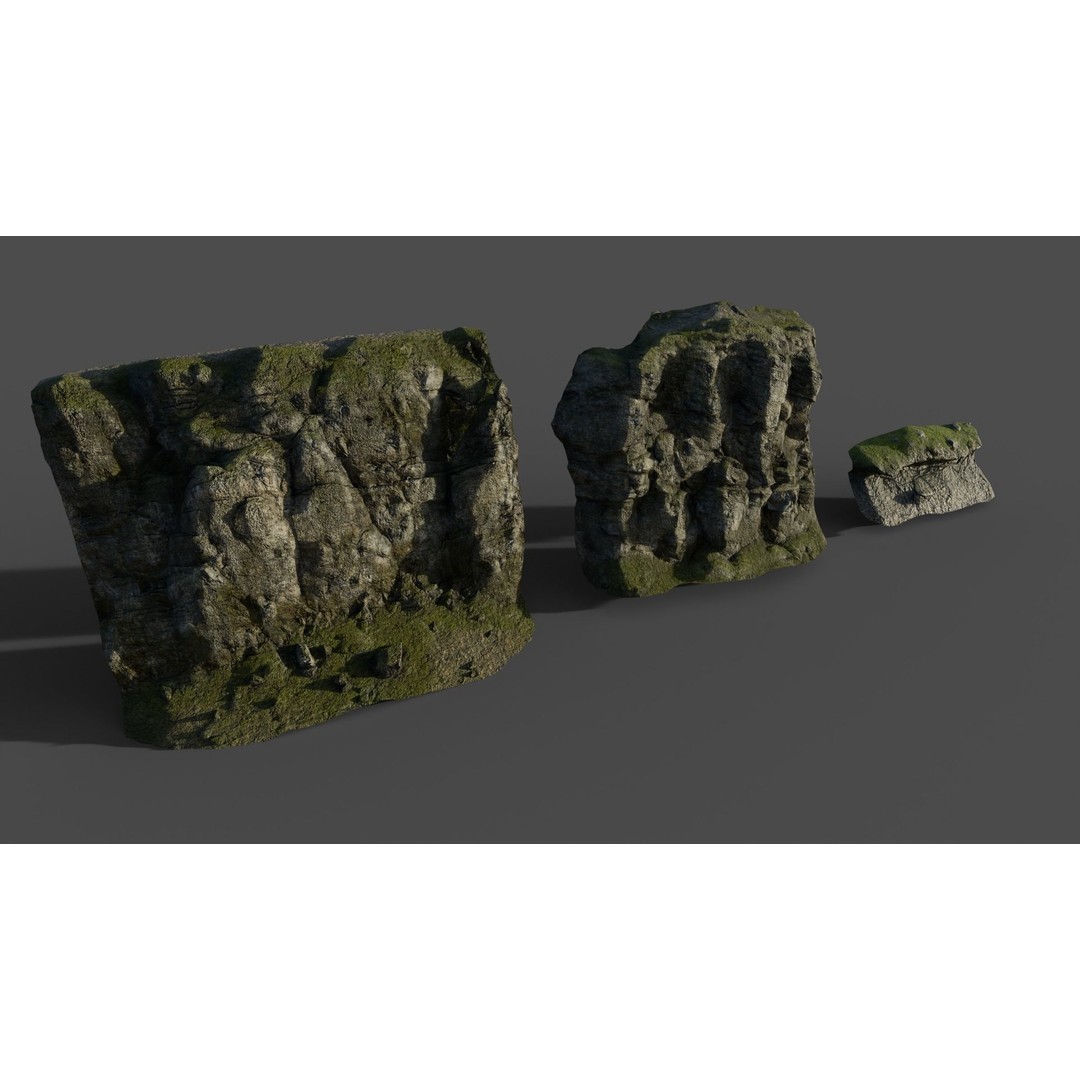 Forest Cliffs and Slope 3D Model – Low Poly Game Ready Asset, FBX, OBJ - View 3