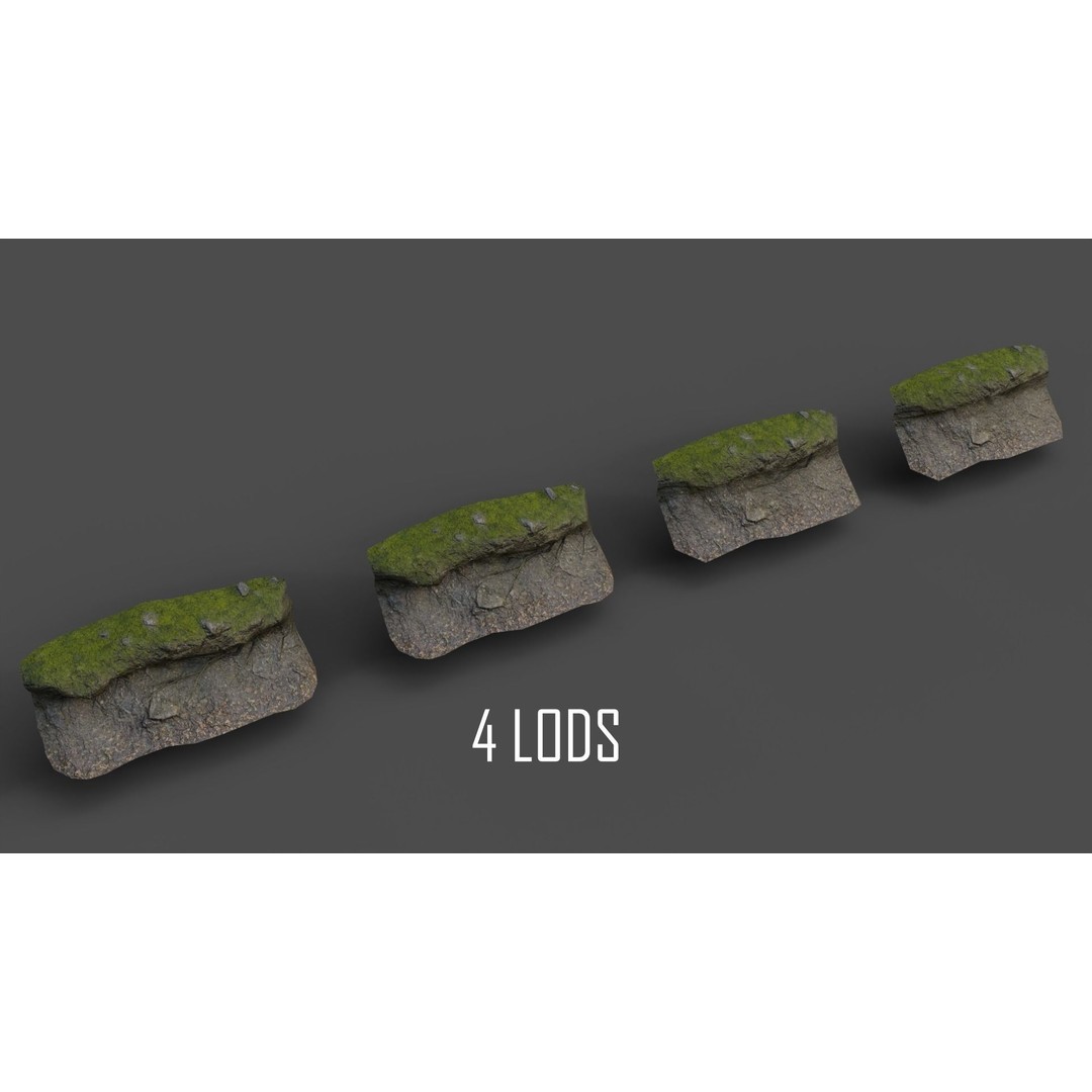 Forest Cliffs and Slope 3D Model – Low Poly Game Ready Asset, FBX, OBJ - View 31