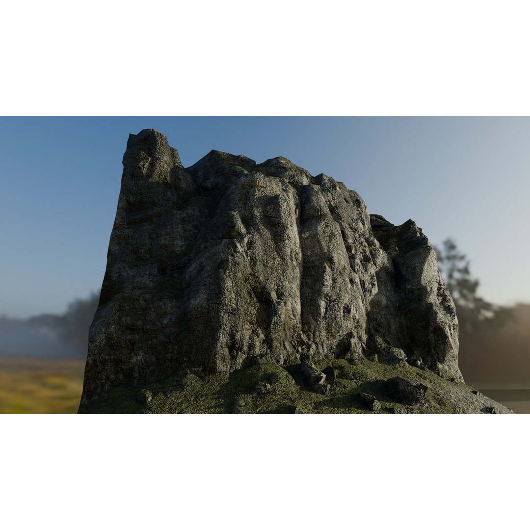 Forest Cliffs and Slope 3D Model – Low Poly Game Ready Asset, FBX, OBJ - View 4