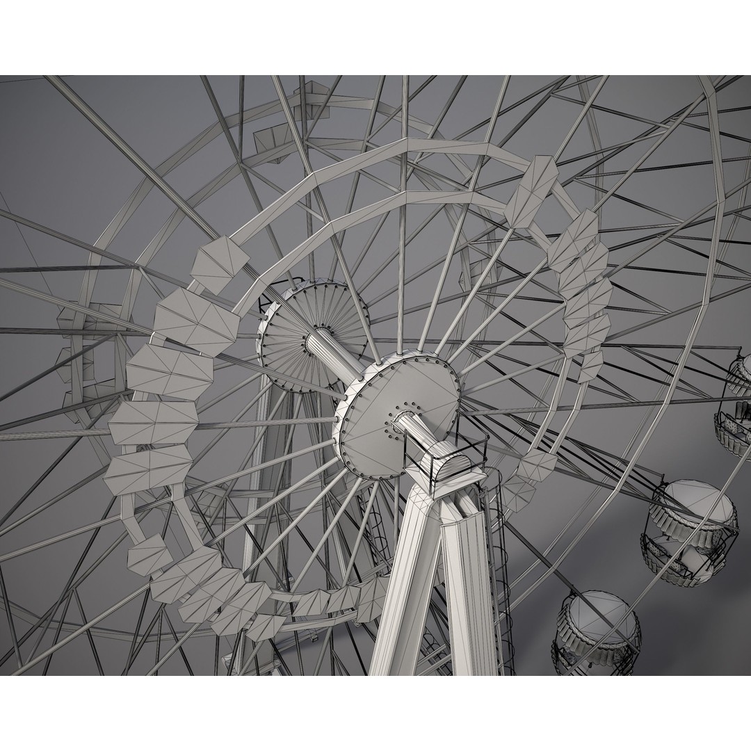 Old Ferris Wheel 3D Model – Low Poly PBR Game Asset, FBX