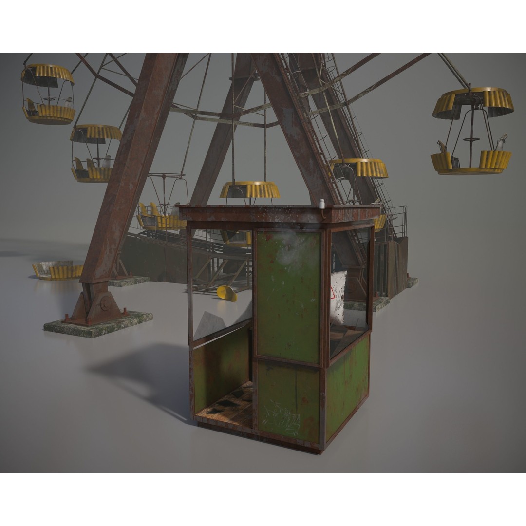 Old Ferris Wheel 3D Model – Low Poly PBR Game Asset, FBX - View 10