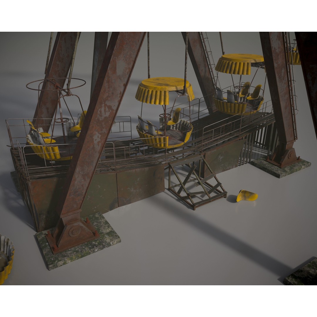 Old Ferris Wheel 3D Model – Low Poly PBR Game Asset, FBX - View 13