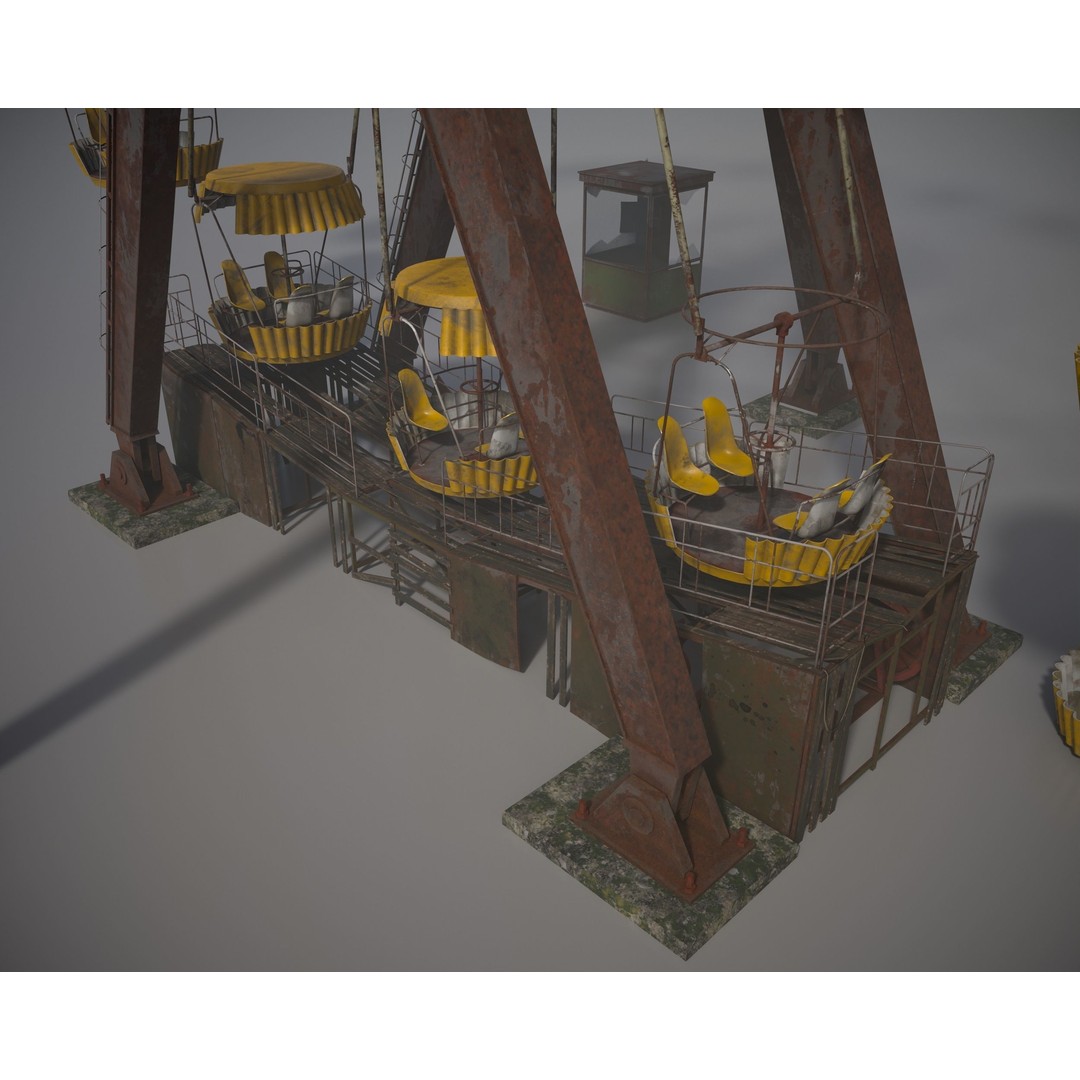 Old Ferris Wheel 3D Model – Low Poly PBR Game Asset, FBX - View 14
