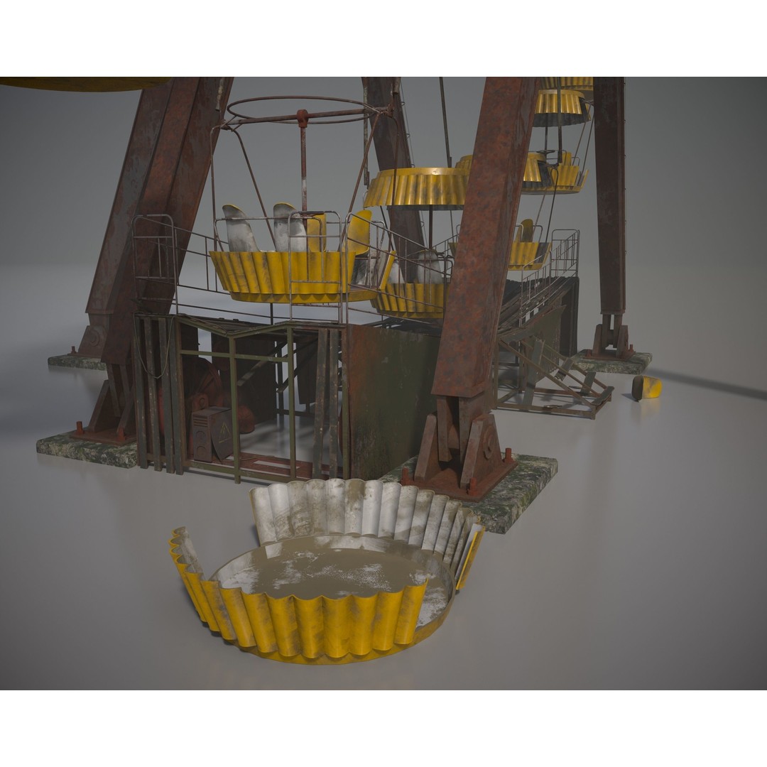 Old Ferris Wheel 3D Model – Low Poly PBR Game Asset, FBX - View 15