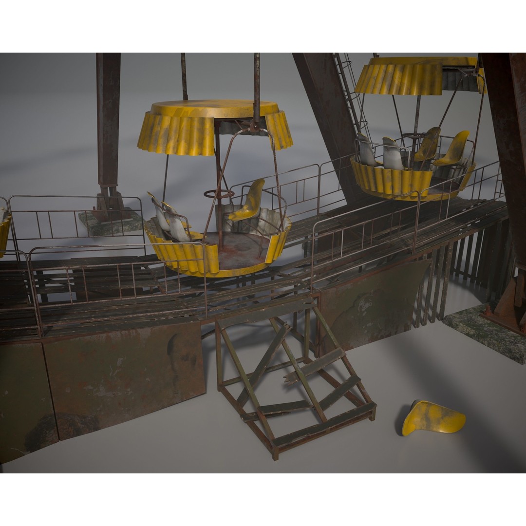 Old Ferris Wheel 3D Model – Low Poly PBR Game Asset, FBX - View 16