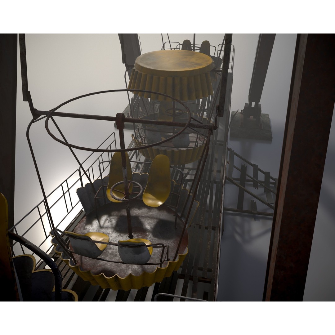 Old Ferris Wheel 3D Model – Low Poly PBR Game Asset, FBX - View 17