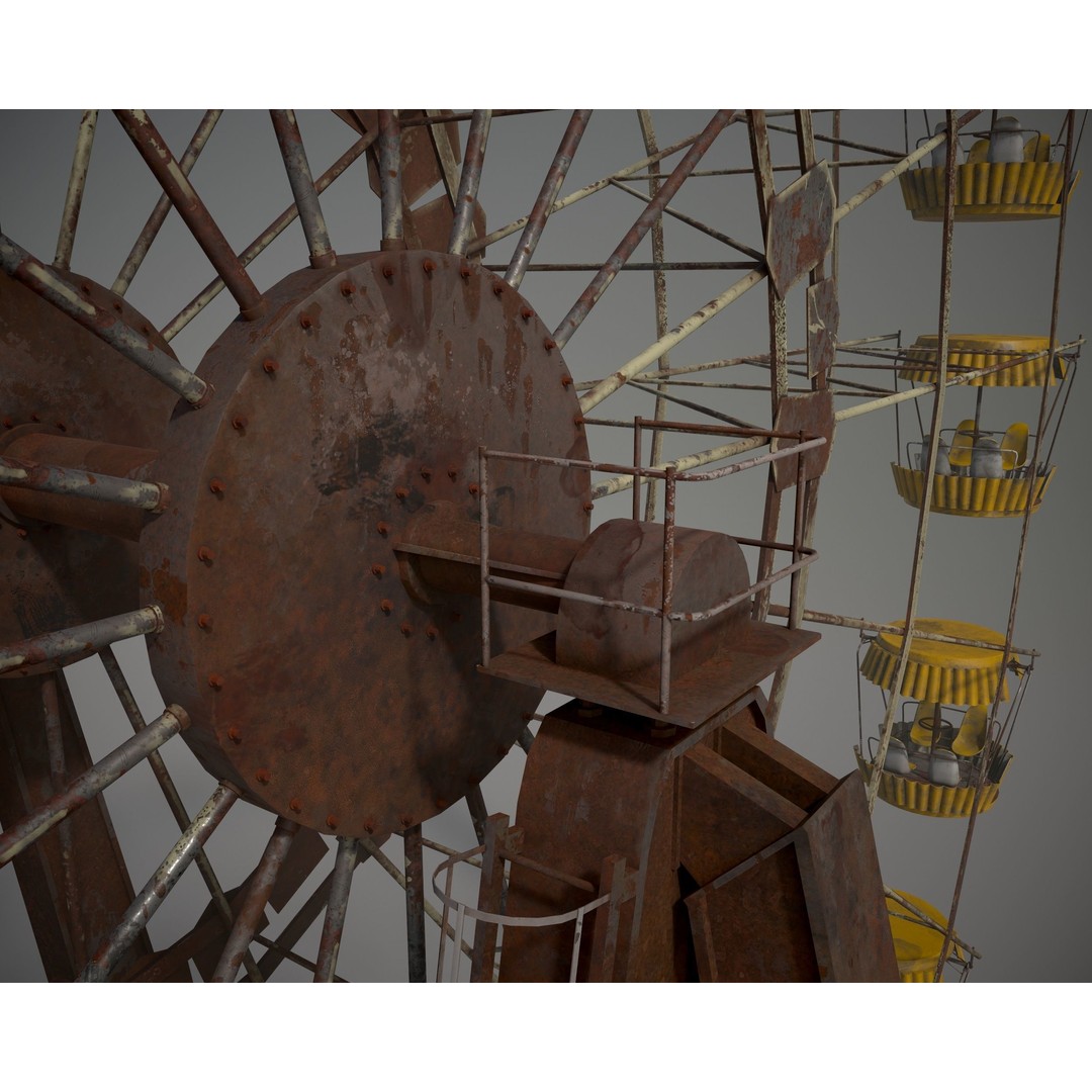 Old Ferris Wheel 3D Model – Low Poly PBR Game Asset, FBX - View 18
