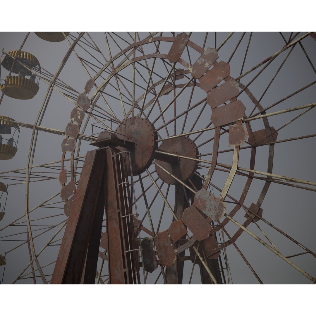 Old Ferris Wheel 3D Model – Low Poly PBR Game Asset, FBX - View 19