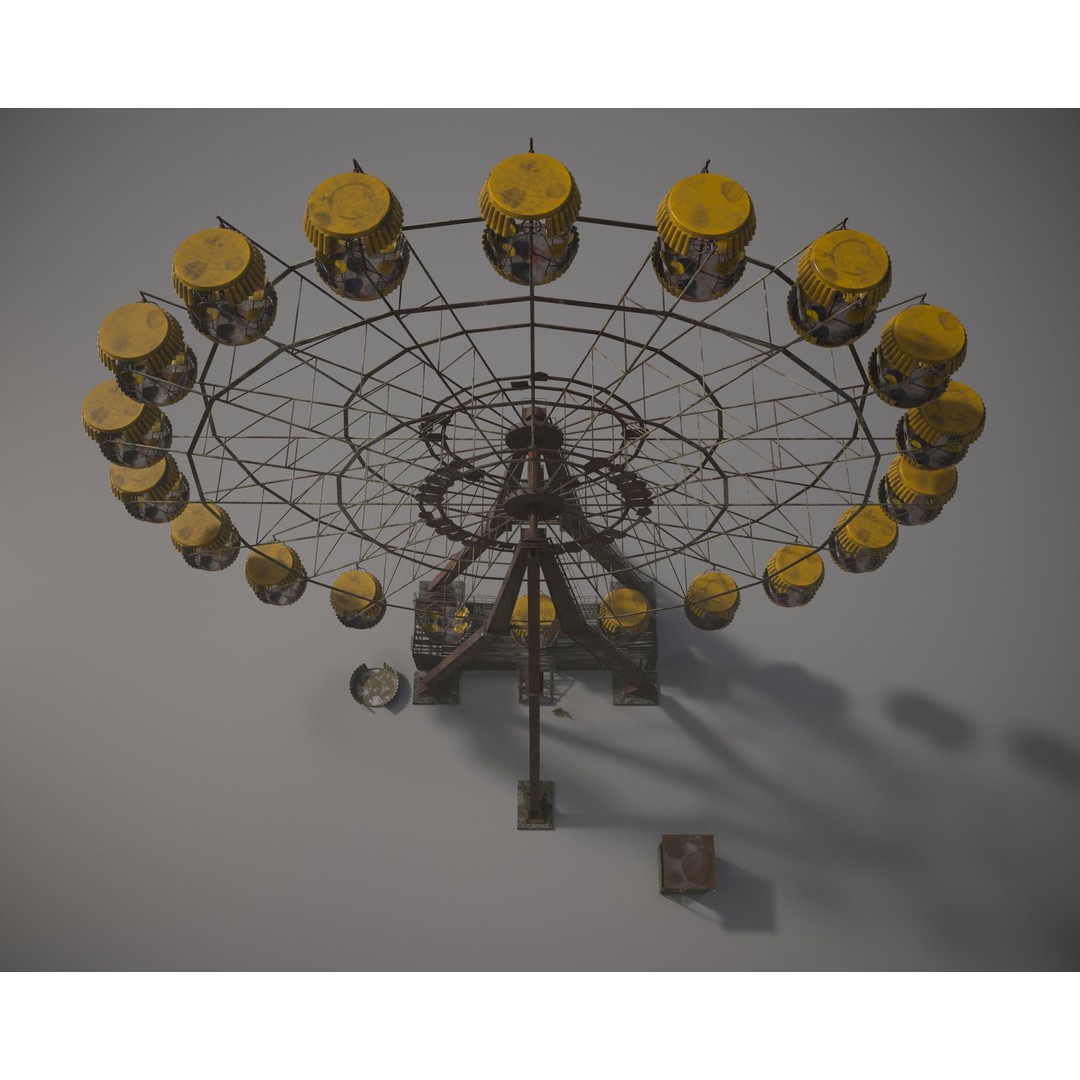 Old Ferris Wheel 3D Model – Low Poly PBR Game Asset, FBX - View 20