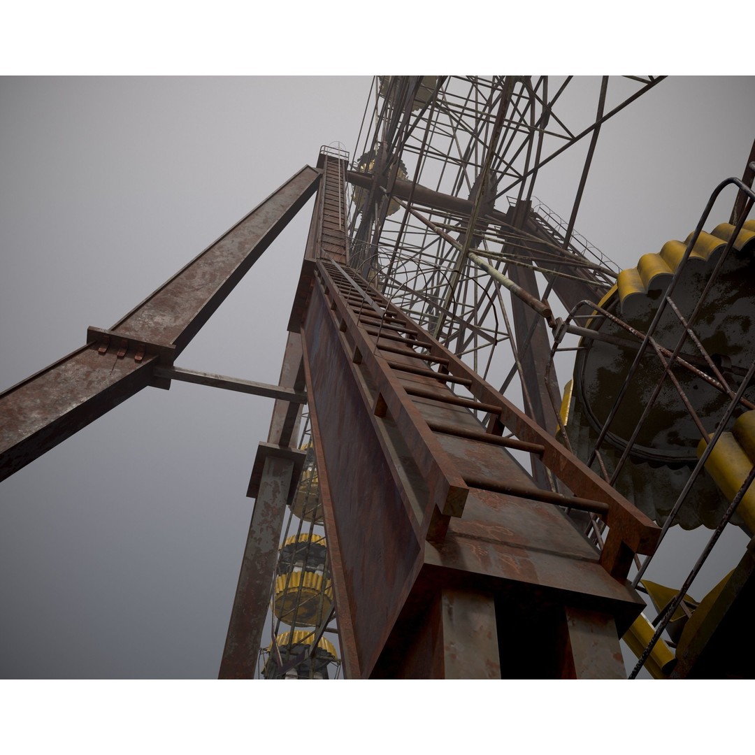 Old Ferris Wheel 3D Model – Low Poly PBR Game Asset, FBX - View 21