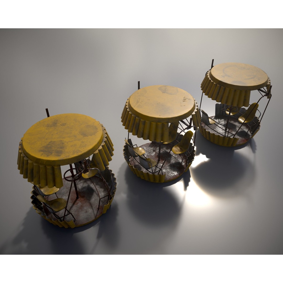 Old Ferris Wheel 3D Model – Low Poly PBR Game Asset, FBX - View 22