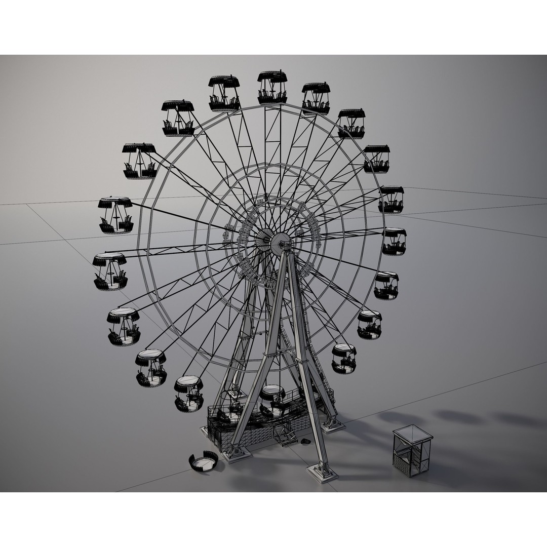 Old Ferris Wheel 3D Model – Low Poly PBR Game Asset, FBX - View 25