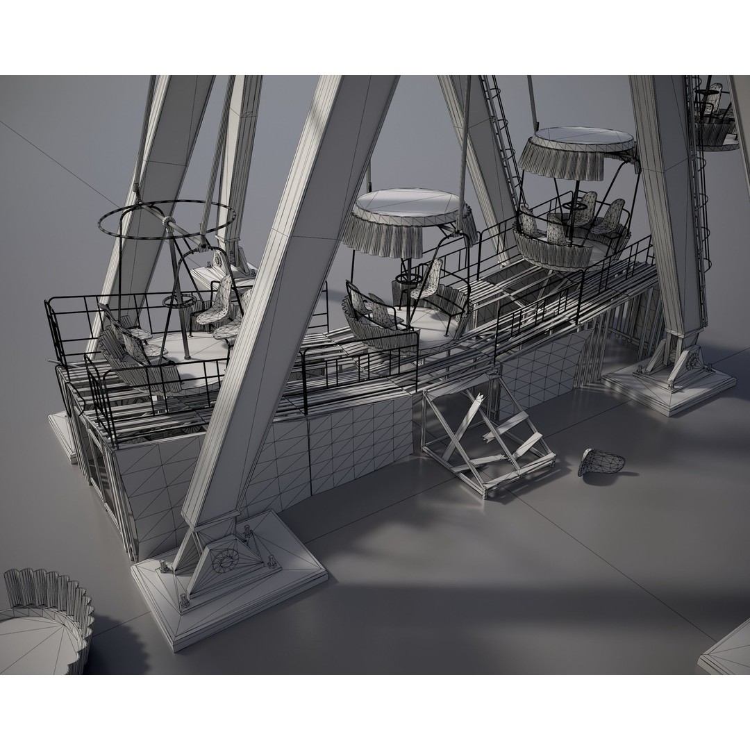 Old Ferris Wheel 3D Model – Low Poly PBR Game Asset, FBX - View 27