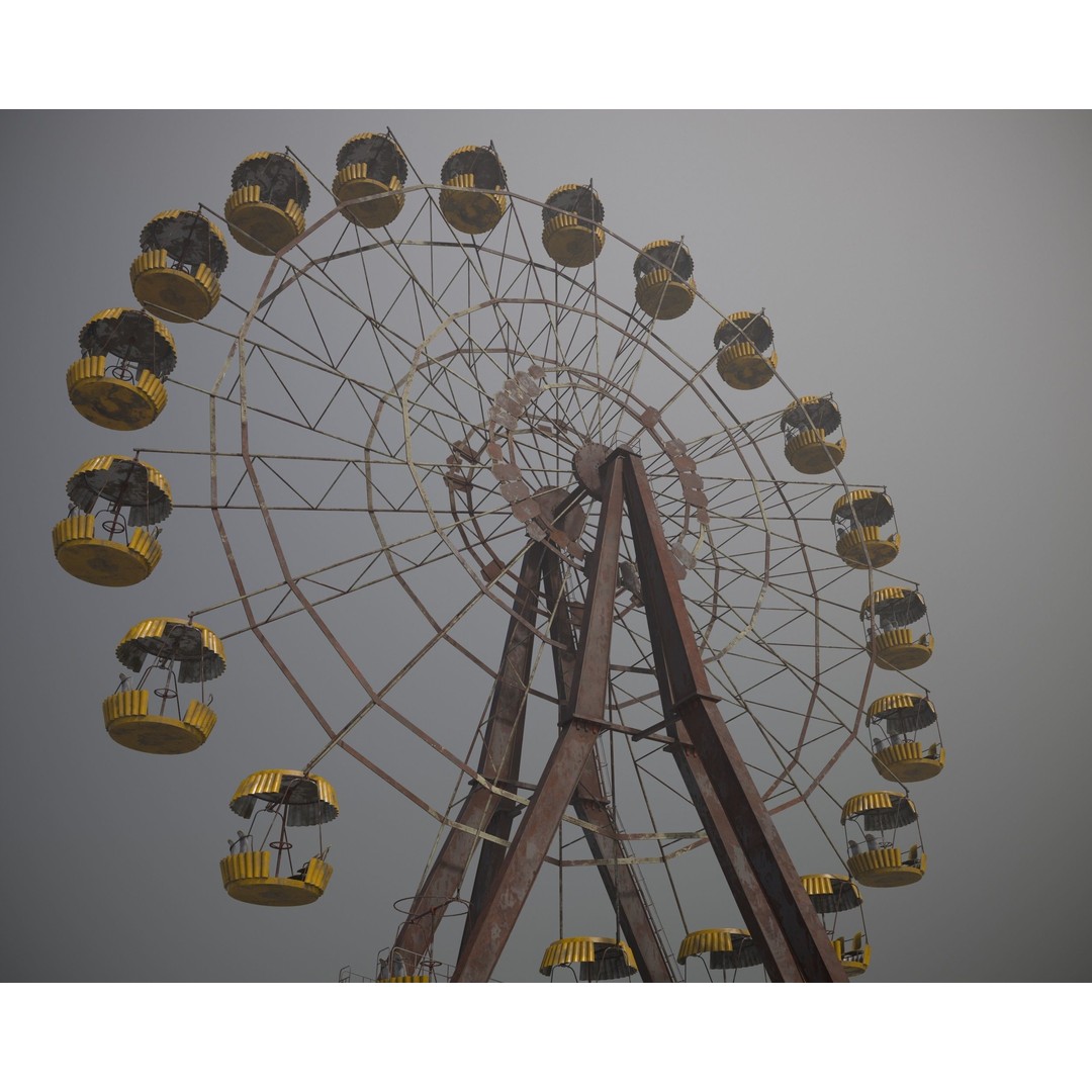 Old Ferris Wheel 3D Model – Low Poly PBR Game Asset, FBX - View 3
