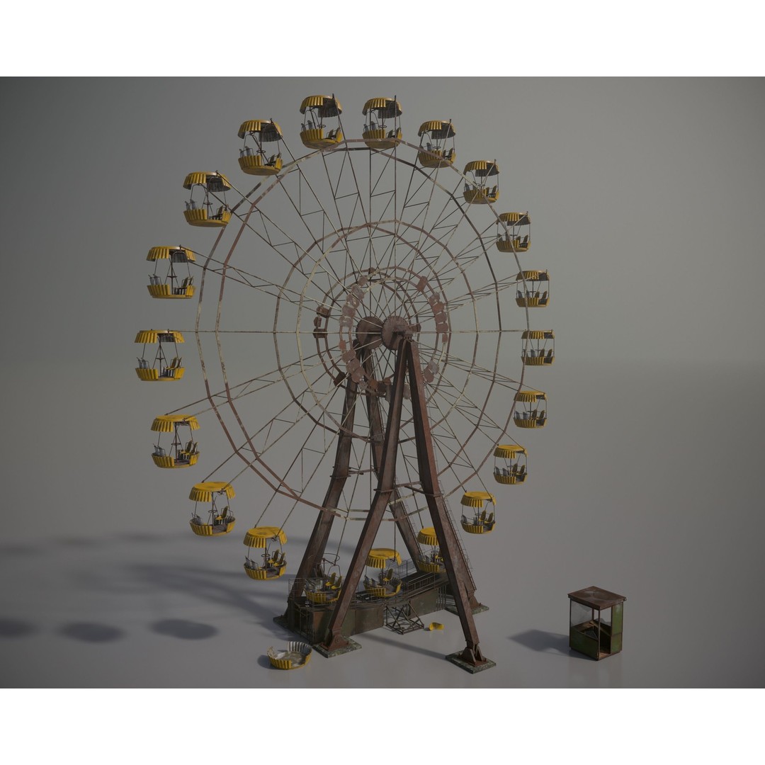 Old Ferris Wheel 3D Model – Low Poly PBR Game Asset, FBX - View 4