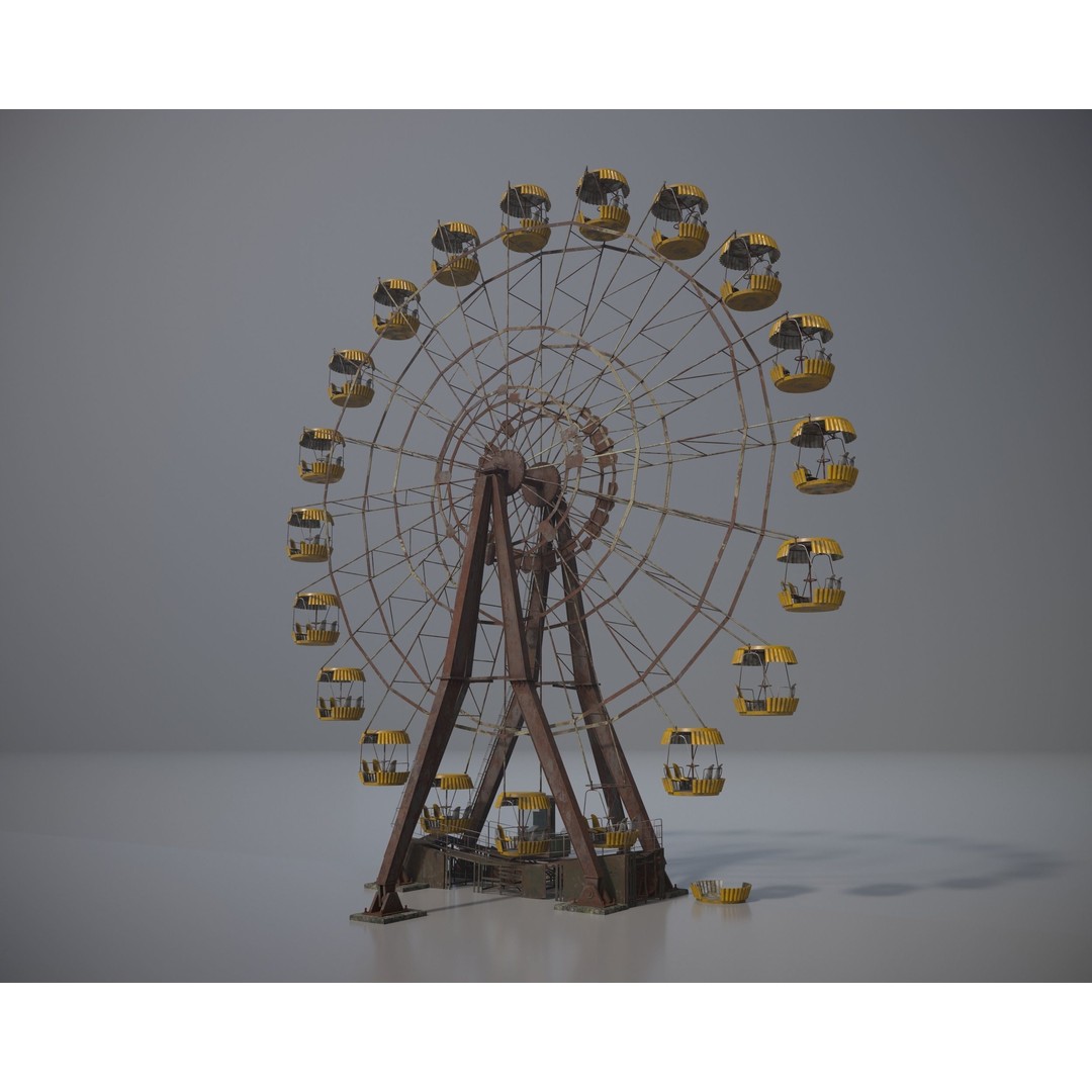 Old Ferris Wheel 3D Model – Low Poly PBR Game Asset, FBX - View 6