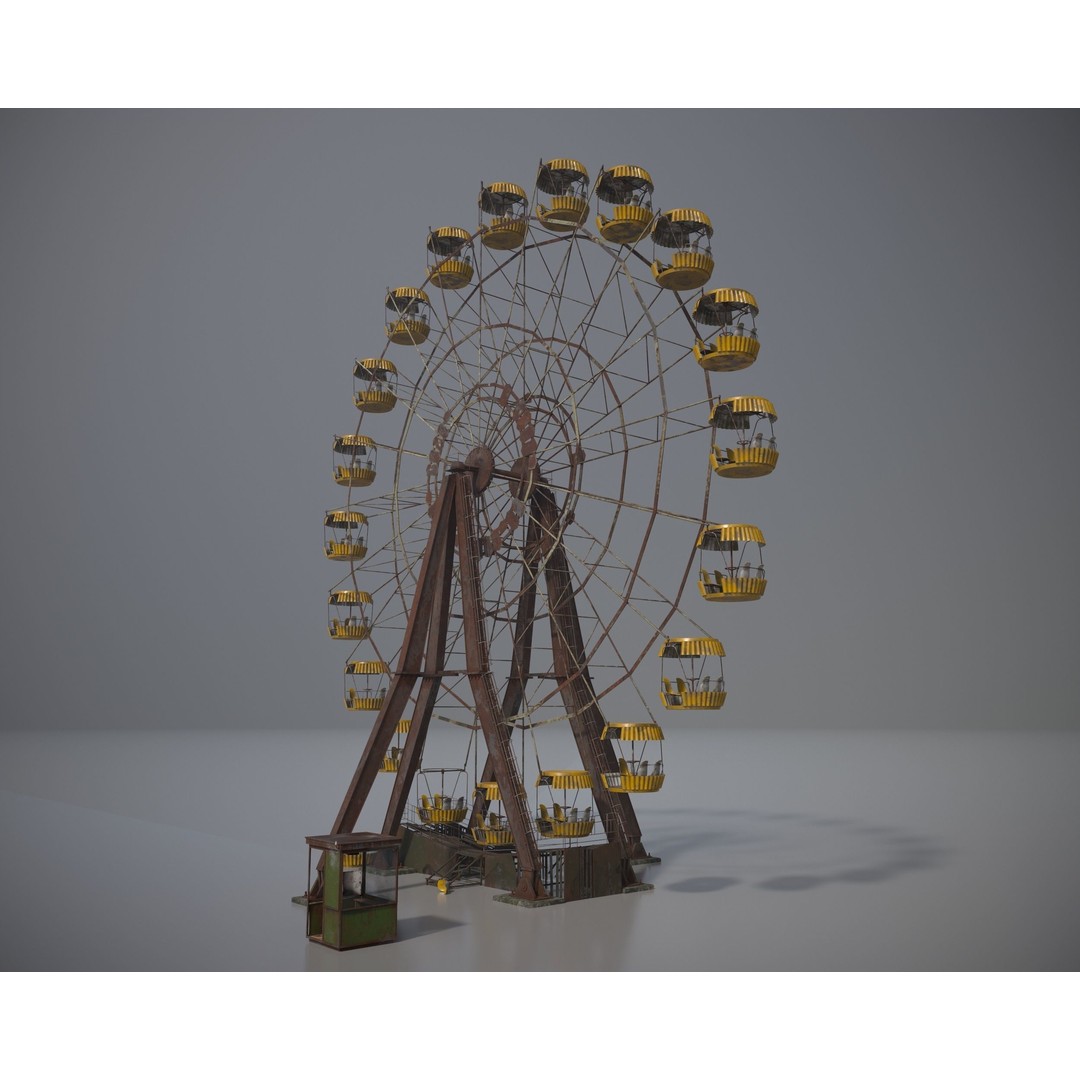 Old Ferris Wheel 3D Model – Low Poly PBR Game Asset, FBX - View 7