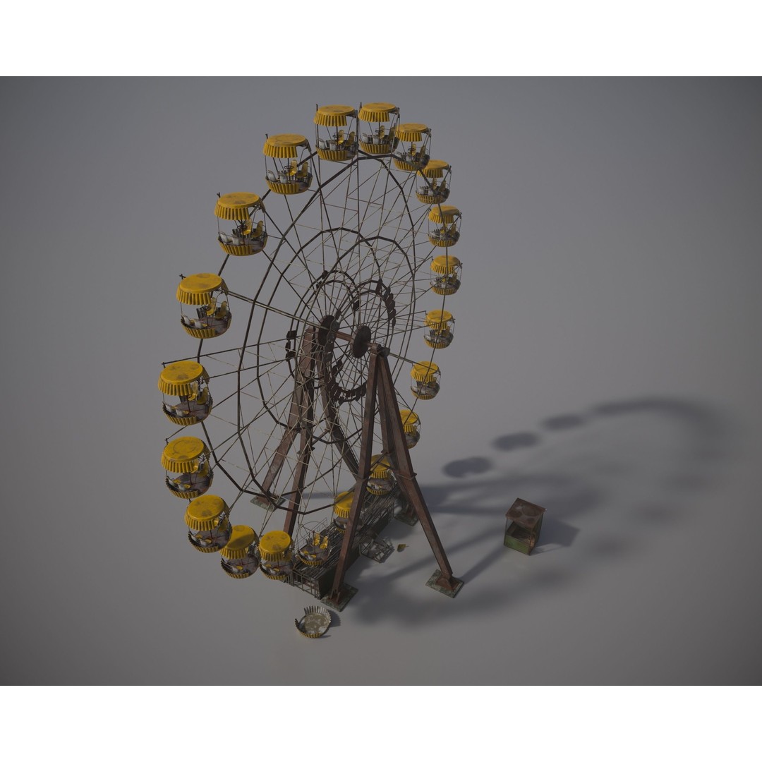 Old Ferris Wheel 3D Model – Low Poly PBR Game Asset, FBX - View 8