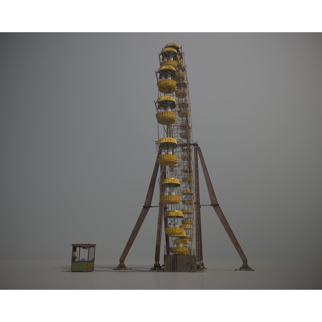 Old Ferris Wheel 3D Model – Low Poly PBR Game Asset, FBX - View 9
