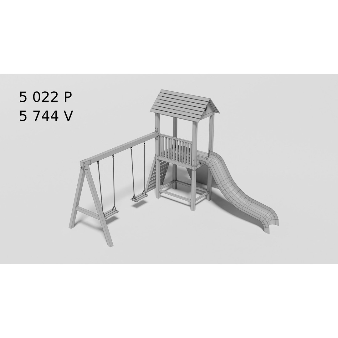 Playground Equipment 3D Model – Low Poly Outdoor Pack, FBX, OBJ - View 11