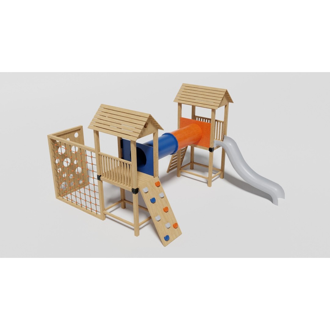 Playground Equipment 3D Model – Low Poly Outdoor Pack, FBX, OBJ - View 12