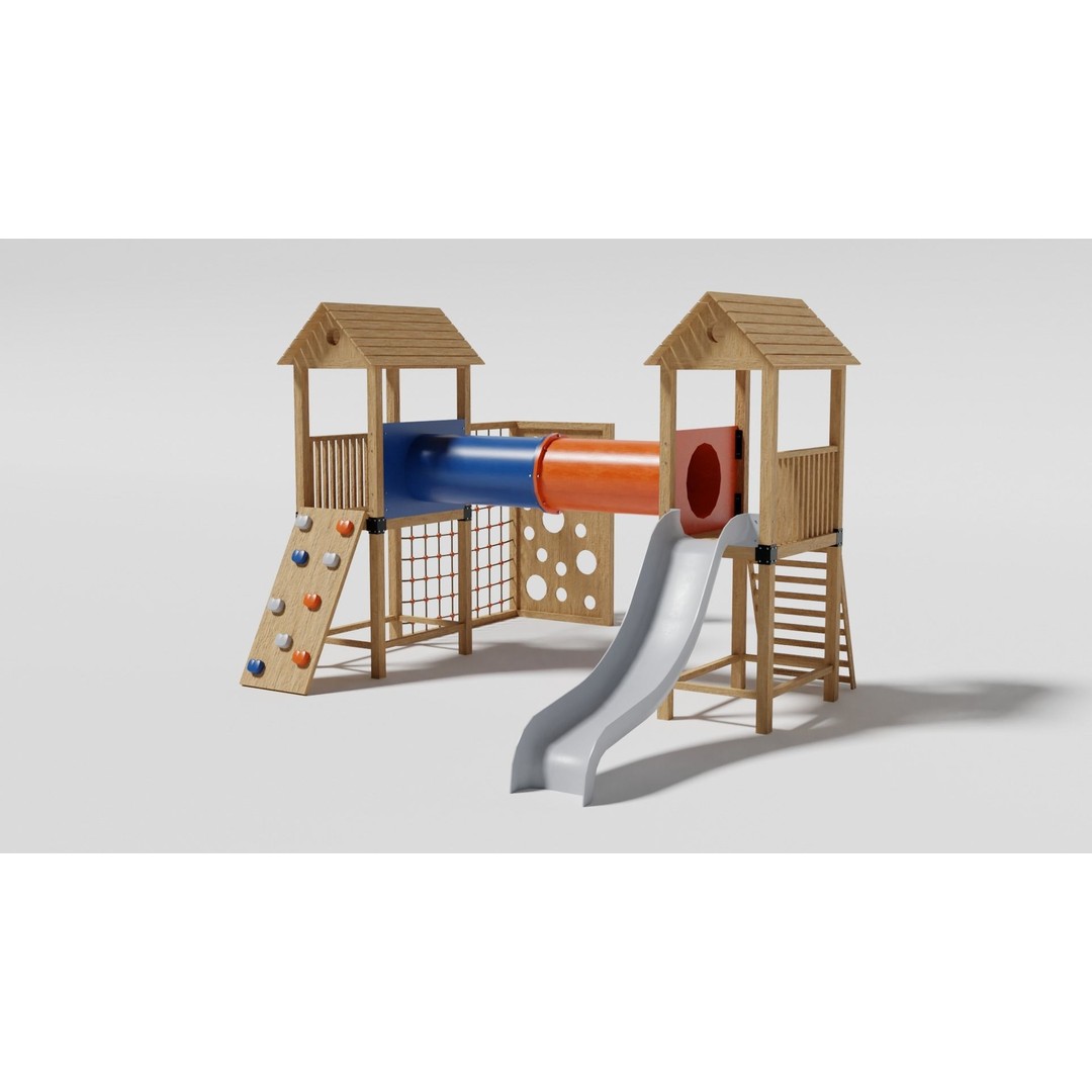Playground Equipment 3D Model – Low Poly Outdoor Pack, FBX, OBJ - View 14