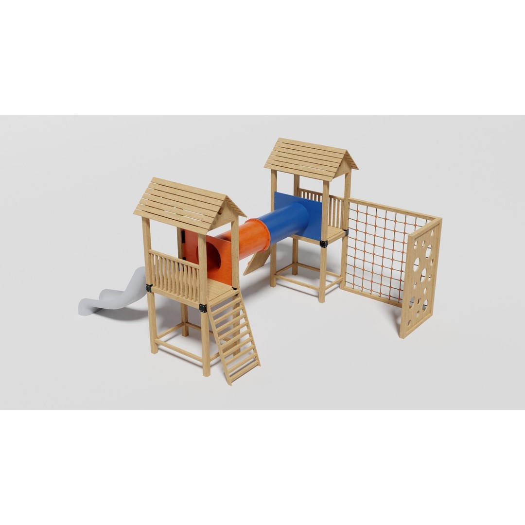 Playground Equipment 3D Model – Low Poly Outdoor Pack, FBX, OBJ - View 16
