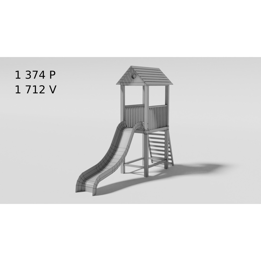 Playground Equipment 3D Model – Low Poly Outdoor Pack, FBX, OBJ - View 36