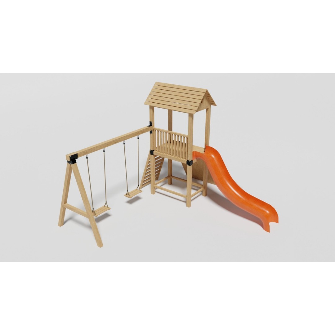 Playground Equipment 3D Model – Low Poly Outdoor Pack, FBX, OBJ - View 4