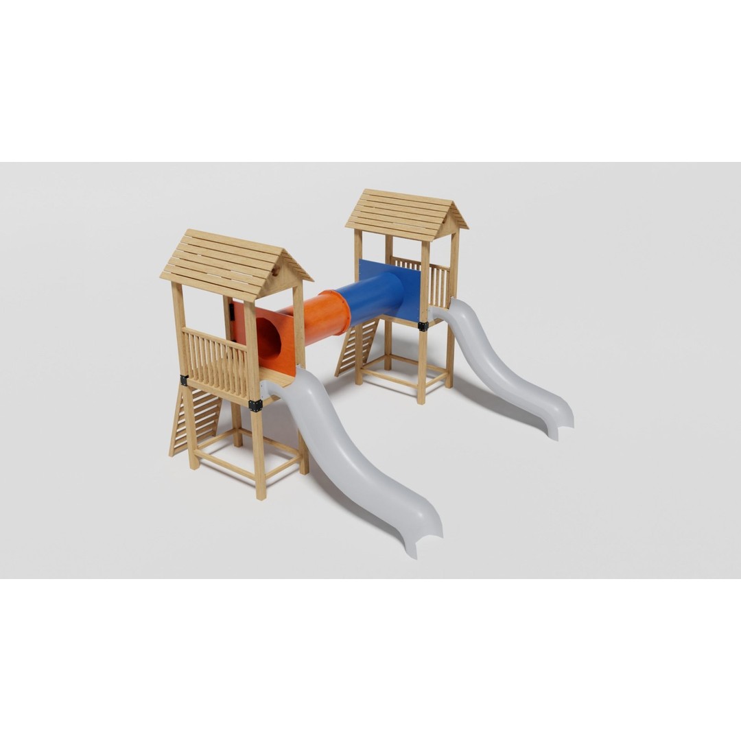 Playground Equipment 3D Model – Low Poly Outdoor Pack, FBX, OBJ - View 44