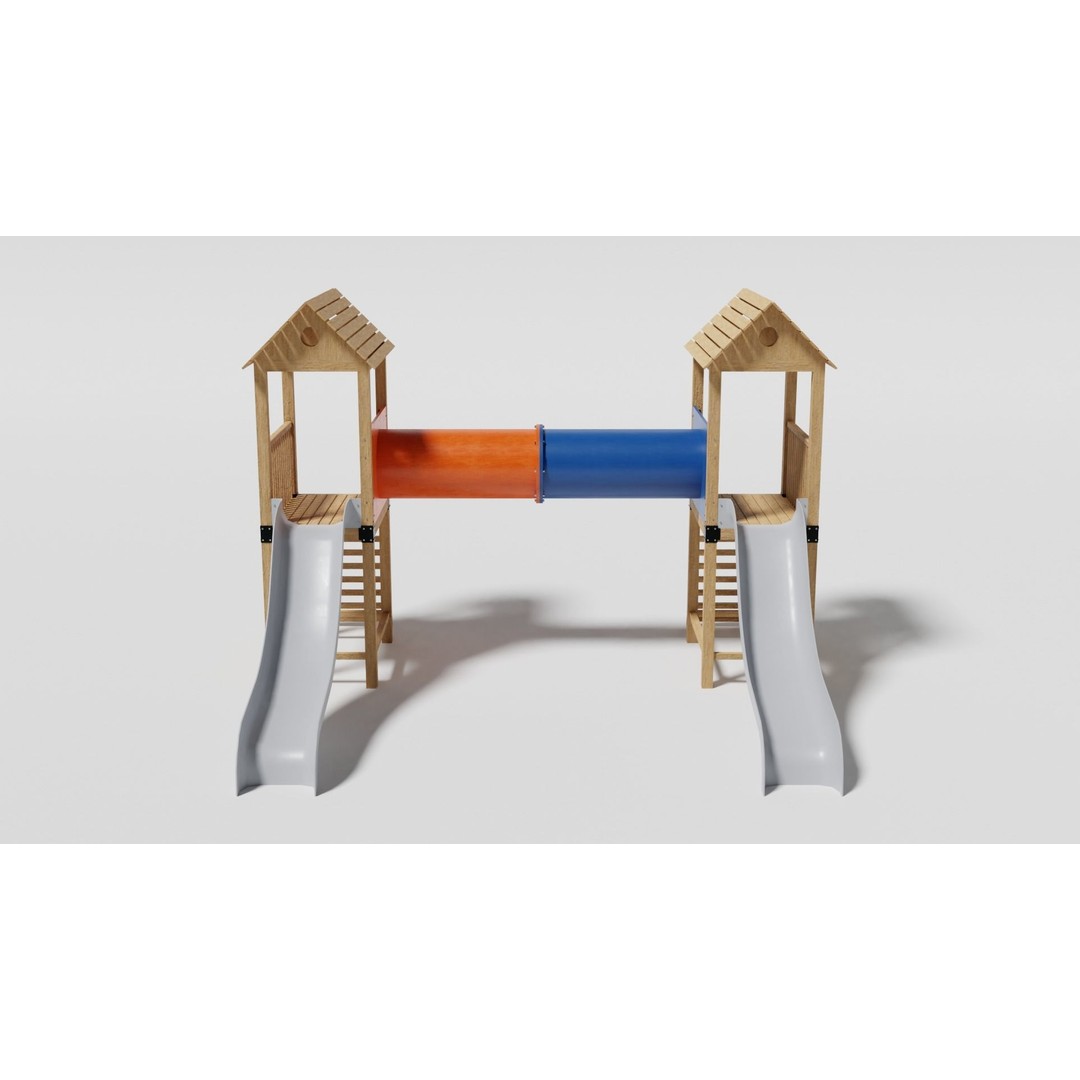 Playground Equipment 3D Model – Low Poly Outdoor Pack, FBX, OBJ - View 45