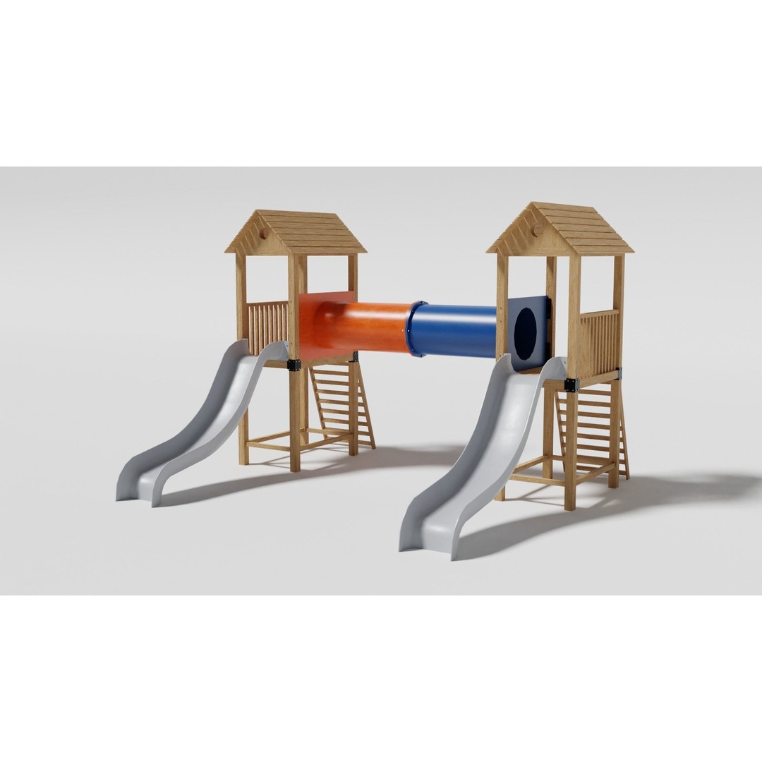 Playground Equipment 3D Model – Low Poly Outdoor Pack, FBX, OBJ - View 46