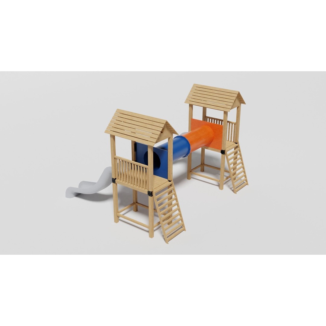 Playground Equipment 3D Model – Low Poly Outdoor Pack, FBX, OBJ - View 48