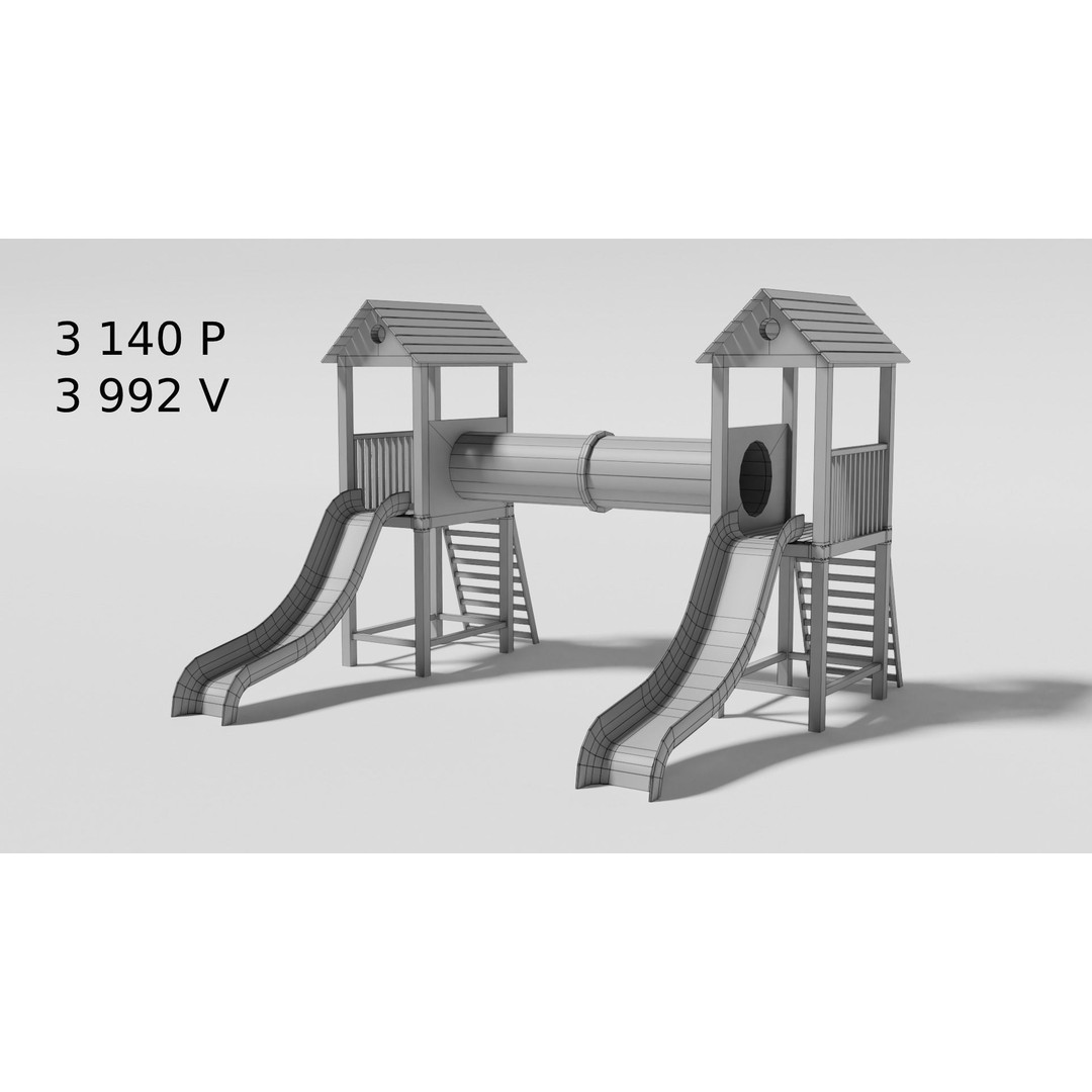 Playground Equipment 3D Model – Low Poly Outdoor Pack, FBX, OBJ - View 50