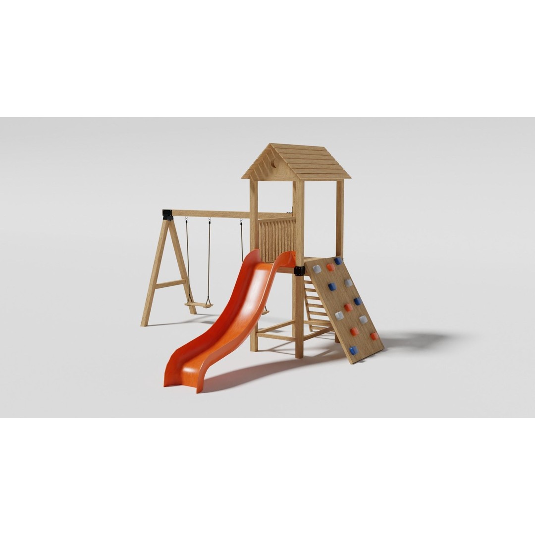 Playground Equipment 3D Model – Low Poly Outdoor Pack, FBX, OBJ - View 6