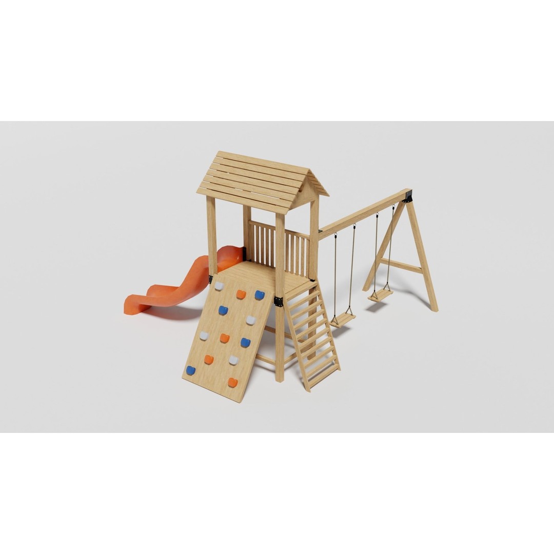Playground Equipment 3D Model – Low Poly Outdoor Pack, FBX, OBJ - View 8