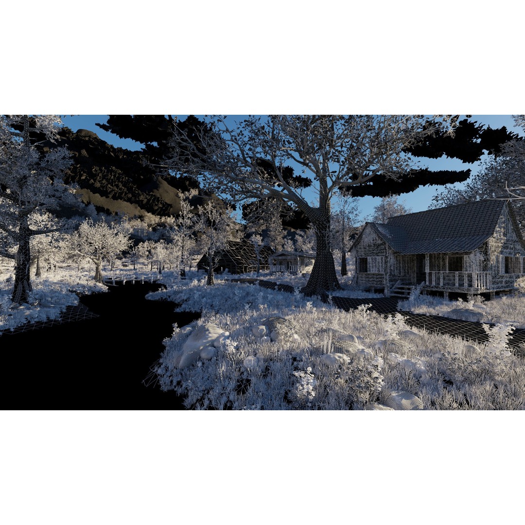 Medieval Pathway Scene 3D Model – High Poly Environment for Blender